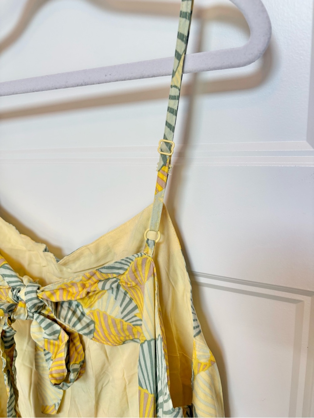 aerie Party Jumpsuit in Citron Yellow and Green Floral Print sz XL - Picture 12 of 15